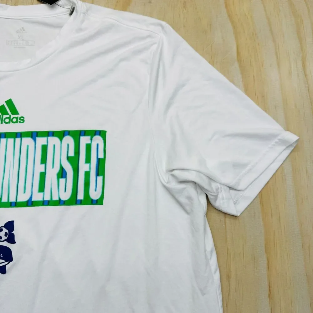 NEW Seattle Sounders FC adidas Pregame Short Sleeve Shirt White Sz XL SLIM Fit